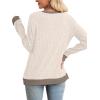 imageSampeel Womens Tops Long Sleeve Shirts Lightweight Sweaters Loose Fit Crewneck Color Block Fall Fashion OutfitsApricot