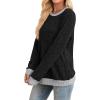 imageSampeel Womens Tops Long Sleeve Shirts Lightweight Sweaters Loose Fit Crewneck Color Block Fall Fashion OutfitsBlack
