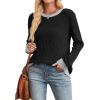 imageSampeel Womens Tops Long Sleeve Shirts Lightweight Sweaters Loose Fit Crewneck Color Block Fall Fashion OutfitsBlack