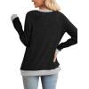 imageSampeel Womens Tops Long Sleeve Shirts Lightweight Sweaters Loose Fit Crewneck Color Block Fall Fashion OutfitsBlack