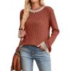 imageSampeel Womens Tops Long Sleeve Shirts Lightweight Sweaters Loose Fit Crewneck Color Block Fall Fashion OutfitsCaramel