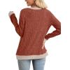 imageSampeel Womens Tops Long Sleeve Shirts Lightweight Sweaters Loose Fit Crewneck Color Block Fall Fashion OutfitsCaramel