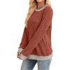 imageSampeel Womens Tops Long Sleeve Shirts Lightweight Sweaters Loose Fit Crewneck Color Block Fall Fashion OutfitsCaramel