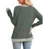 imageSampeel Womens Tops Long Sleeve Shirts Lightweight Sweaters Loose Fit Crewneck Color Block Fall Fashion OutfitsClassic Green