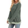 imageSampeel Womens Tops Long Sleeve Shirts Lightweight Sweaters Loose Fit Crewneck Color Block Fall Fashion OutfitsClassic Green