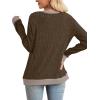 imageSampeel Womens Tops Long Sleeve Shirts Lightweight Sweaters Loose Fit Crewneck Color Block Fall Fashion OutfitsDark Brown