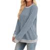 imageSampeel Womens Tops Long Sleeve Shirts Lightweight Sweaters Loose Fit Crewneck Color Block Fall Fashion OutfitsEarth Blue
