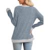 imageSampeel Womens Tops Long Sleeve Shirts Lightweight Sweaters Loose Fit Crewneck Color Block Fall Fashion OutfitsEarth Blue