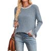 imageSampeel Womens Tops Long Sleeve Shirts Lightweight Sweaters Loose Fit Crewneck Color Block Fall Fashion OutfitsEarth Blue