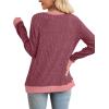 imageSampeel Womens Tops Long Sleeve Shirts Lightweight Sweaters Loose Fit Crewneck Color Block Fall Fashion OutfitsFuchsia