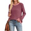 imageSampeel Womens Tops Long Sleeve Shirts Lightweight Sweaters Loose Fit Crewneck Color Block Fall Fashion OutfitsFuchsia
