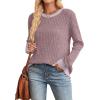 imageSampeel Womens Tops Long Sleeve Shirts Lightweight Sweaters Loose Fit Crewneck Color Block Fall Fashion OutfitsGrey Pink