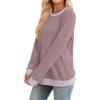 imageSampeel Womens Tops Long Sleeve Shirts Lightweight Sweaters Loose Fit Crewneck Color Block Fall Fashion OutfitsGrey Pink