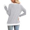 imageSampeel Womens Tops Long Sleeve Shirts Lightweight Sweaters Loose Fit Crewneck Color Block Fall Fashion OutfitsLight Grey
