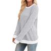 imageSampeel Womens Tops Long Sleeve Shirts Lightweight Sweaters Loose Fit Crewneck Color Block Fall Fashion OutfitsLight Grey