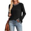 imageSampeel Womens Tops Long Sleeve Shirts Lightweight Sweaters Loose Fit Crewneck Color Block Fall Fashion OutfitsMatch Black Print