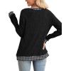 imageSampeel Womens Tops Long Sleeve Shirts Lightweight Sweaters Loose Fit Crewneck Color Block Fall Fashion OutfitsMatch Black Print