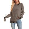 imageSampeel Womens Tops Long Sleeve Shirts Lightweight Sweaters Loose Fit Crewneck Color Block Fall Fashion OutfitsMatch Leopard
