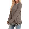 imageSampeel Womens Tops Long Sleeve Shirts Lightweight Sweaters Loose Fit Crewneck Color Block Fall Fashion OutfitsMatch Leopard