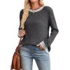 imageSampeel Womens Tops Long Sleeve Shirts Lightweight Sweaters Loose Fit Crewneck Color Block Fall Fashion OutfitsShadow Grey