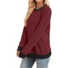 imageSampeel Womens Tops Long Sleeve Shirts Lightweight Sweaters Loose Fit Crewneck Color Block Fall Fashion OutfitsWine Red
