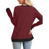 imageSampeel Womens Tops Long Sleeve Shirts Lightweight Sweaters Loose Fit Crewneck Color Block Fall Fashion OutfitsWine Red