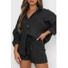 imageTrendy Queen Two Piece Sets For Women Summer Short Sets Beach Vcation Lounge Pajama 2 Piece Spring Outfits Fashion 2025Black