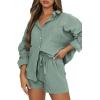 imageTrendy Queen Two Piece Sets For Women Summer Short Sets Beach Vcation Lounge Pajama 2 Piece Spring Outfits Fashion 2025Green