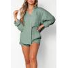 imageTrendy Queen Two Piece Sets For Women Summer Short Sets Beach Vcation Lounge Pajama 2 Piece Spring Outfits Fashion 2025Green