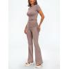 imageTrendy Queen womens Summer Two Piece Sets 2 Piece Lounge Sets Outfits Matching Pajamas Joggers Casual Y2k Trendy Tracksuits Travel Tops Drawstring Flare Pants 2024 Clothes Small Coffeegrey
