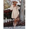 imageWomens Long Sleeve V Neck Sweater Dress Ribbed Knit Casual Babydoll Tiered Short Mini Fall Tunic DressesApricot