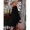 imageWomens Long Sleeve V Neck Sweater Dress Ribbed Knit Casual Babydoll Tiered Short Mini Fall Tunic DressesBlack