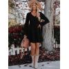 imageWomens Long Sleeve V Neck Sweater Dress Ribbed Knit Casual Babydoll Tiered Short Mini Fall Tunic DressesBlack