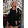 imageWomens Long Sleeve V Neck Sweater Dress Ribbed Knit Casual Babydoll Tiered Short Mini Fall Tunic DressesBlack