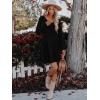 imageWomens Long Sleeve V Neck Sweater Dress Ribbed Knit Casual Babydoll Tiered Short Mini Fall Tunic DressesBlack