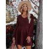 imageWomens Long Sleeve V Neck Sweater Dress Ribbed Knit Casual Babydoll Tiered Short Mini Fall Tunic DressesBurgundy