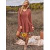 imageWomens Long Sleeve V Neck Sweater Dress Ribbed Knit Casual Babydoll Tiered Short Mini Fall Tunic DressesCaramel