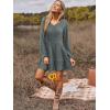 imageWomens Long Sleeve V Neck Sweater Dress Ribbed Knit Casual Babydoll Tiered Short Mini Fall Tunic DressesGreen