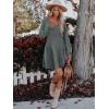 imageWomens Long Sleeve V Neck Sweater Dress Ribbed Knit Casual Babydoll Tiered Short Mini Fall Tunic DressesGreen