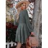 imageWomens Long Sleeve V Neck Sweater Dress Ribbed Knit Casual Babydoll Tiered Short Mini Fall Tunic DressesGreen