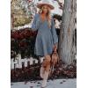 imageWomens Long Sleeve V Neck Sweater Dress Ribbed Knit Casual Babydoll Tiered Short Mini Fall Tunic DressesGrey Blue