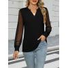 imageWomens Mesh Long Sleeve Shirts Dressy Casual V Neck Blouses Business Work TopsBlack