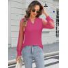 imageWomens Mesh Long Sleeve Shirts Dressy Casual V Neck Blouses Business Work TopsHot Pink