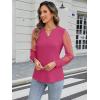 imageWomens Mesh Long Sleeve Shirts Dressy Casual V Neck Blouses Business Work TopsHot Pink