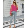 imageWomens Mesh Long Sleeve Shirts Dressy Casual V Neck Blouses Business Work TopsHot Pink