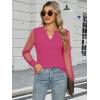 imageWomens Mesh Long Sleeve Shirts Dressy Casual V Neck Blouses Business Work TopsHot Pink