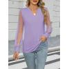 imageWomens Mesh Long Sleeve Shirts Dressy Casual V Neck Blouses Business Work TopsLavender