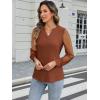 imageWomens Mesh Long Sleeve Shirts Dressy Casual V Neck Blouses Business Work TopsMaple