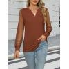 imageWomens Mesh Long Sleeve Shirts Dressy Casual V Neck Blouses Business Work TopsMaple