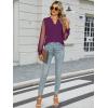 imageWomens Mesh Long Sleeve Shirts Dressy Casual V Neck Blouses Business Work TopsPurple